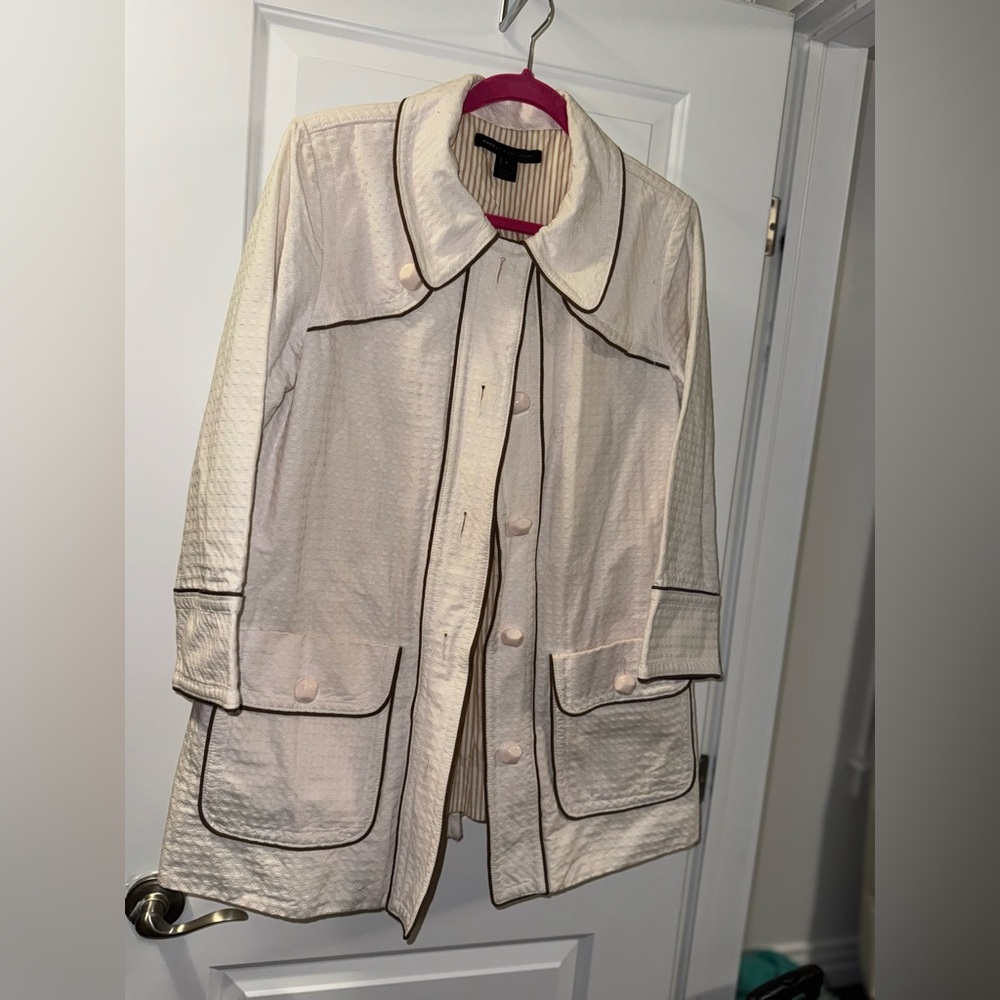 Marc By Marc Jacobs Women's Cream Jacket with Brown Trim